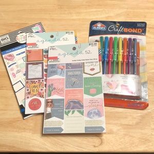 Bundle of 3 packs of agenda stickers and gel pens